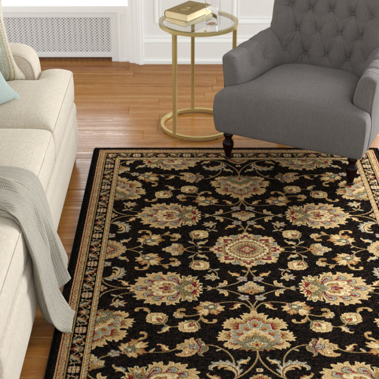 Astoria Grand Clarence Oriental Area Rug in Black/Gold/Beige/Green